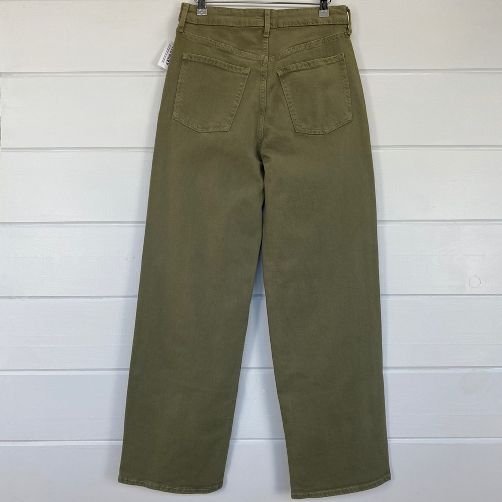 NWT Extra High Rise Wide Leg‎ Sailor Jeans 4 Olive Green Retro 70s Chic Minimal - Picture 6 of 10
